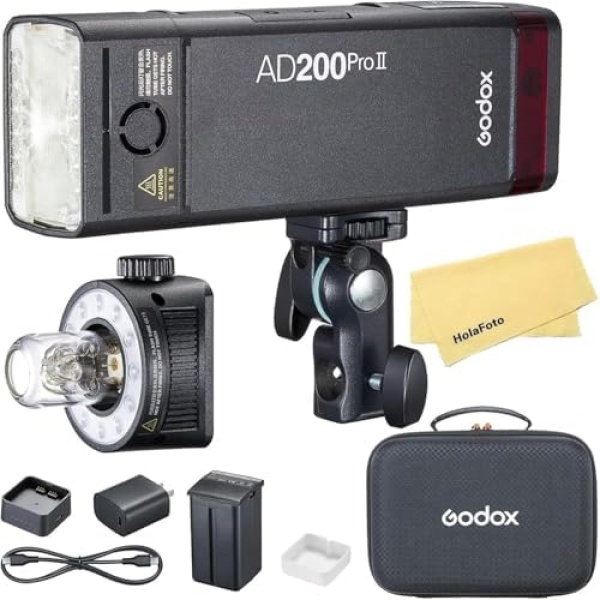 Godox AD200 Pro II 2.4G Pocket Flash Strobe,500 Full Power Flashes,0.01-1.8s