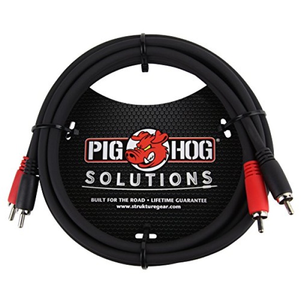 Pig Hog Dual Cable, 6 feet, RCA, Black, (PDRCA06)